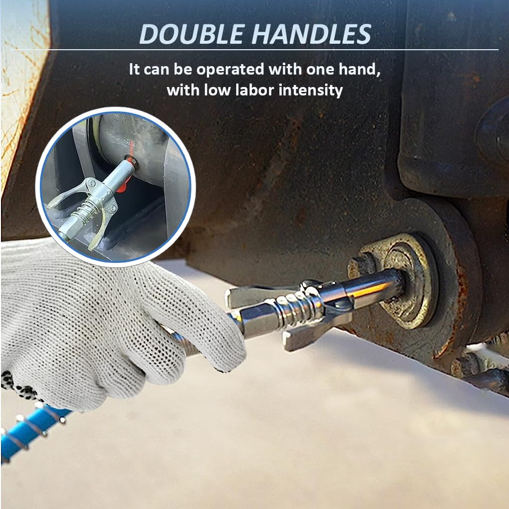STHIRA Grease Gun Coupler, Strong Lock Release Grease Coupler, 12000 PSI Quick Release Metal Grease Gun Coupler Dual Handle Grease Gun Tip 30cm Hose Compatible with All Grease Gun 1/8 STHIRA Grease Gun Coupler, Strong Lock Release Grease Coupler, 12000 PSI Quick Release Metal Grease Gun Coupler Dual Handle Grease Gun Tip 30cm Hose Compatible with All Grease Gun 1/8